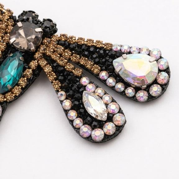 LOLIPPYY Dragonfly Rhinestone Applique Iron- Patch for Clothing, 8.3 x 9.8 cm Decorative Craft Accessory