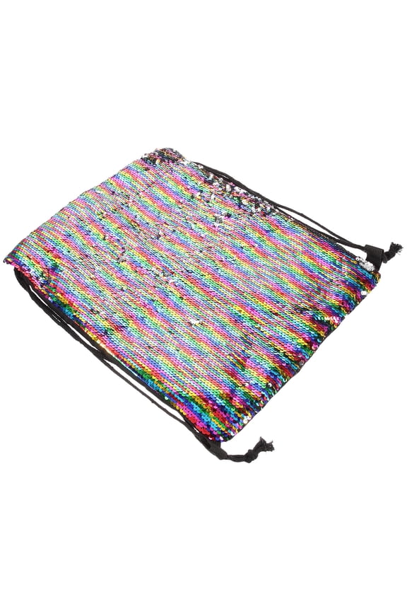Drawstring Backpack with Sparkling Sequin Design Large Capacity for Shopping Hiking and Camping