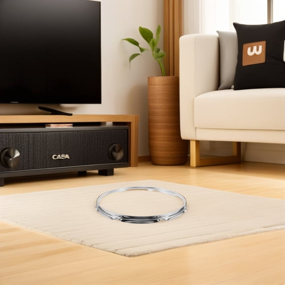 LOLIPPYY Drum Hoop for Performance Use Metal Plated Silver Drum Circle Ring with 8 Lug Stable Fitting