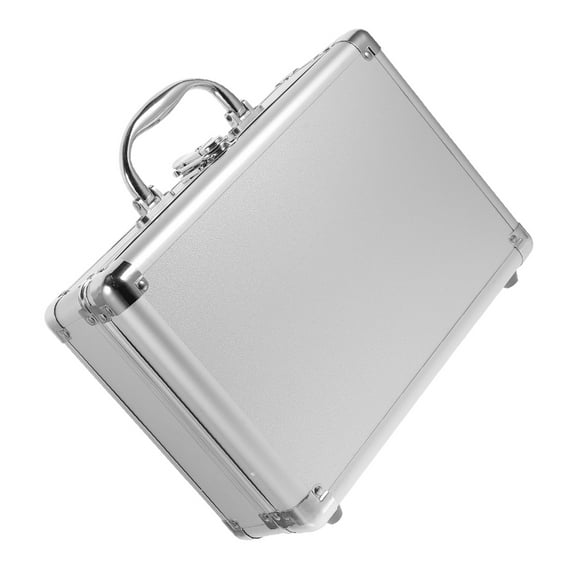 LOLIPPYY Durable Aluminum Briefcase for Storage with Password Lock and Sturdy Handle in Silver 12.5 x 10 x 3.5 Inches