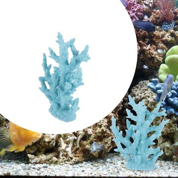 LOLIPPYY Durable Aquarium Ornament for Fish Tank Blue Resin Coral Shape 1Pcs