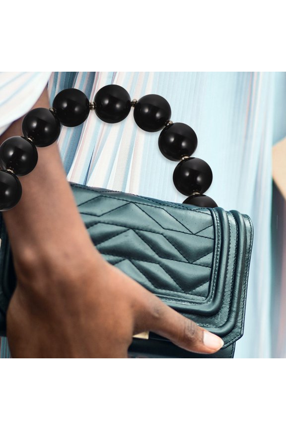 Durable Black Beaded Bag Chain Strap for Clutch Purse and Handbag DIY Use