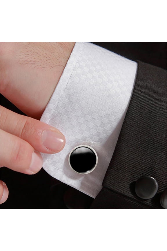 Durable Black Glass Sleeve Cuff Link with Copper Material for Elegant Collar Decoration