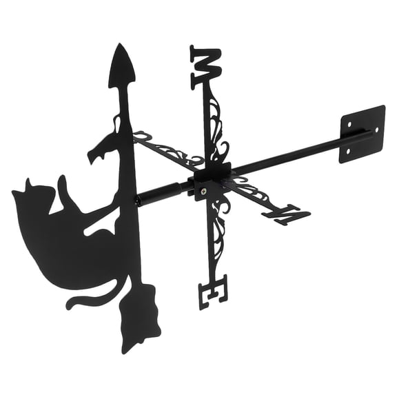 LOLIPPYY Durable Black Metal Weather Vane Stainless Steel Cat Design for Lawn and Patio
