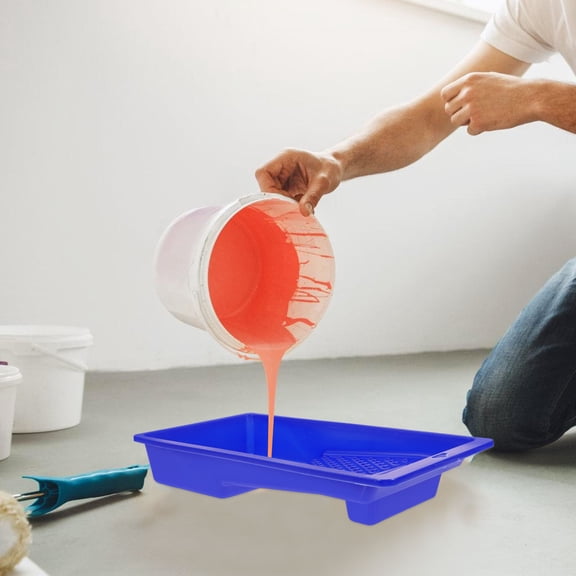 LOLIPPYY Durable Blue Plastic Paint Tray with Rounded Corners for Wall Painting and Storage