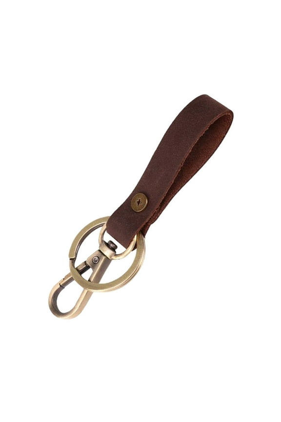 Durable Brown Faux Key Ring Decorative Pendant with Easy Attach Keychain