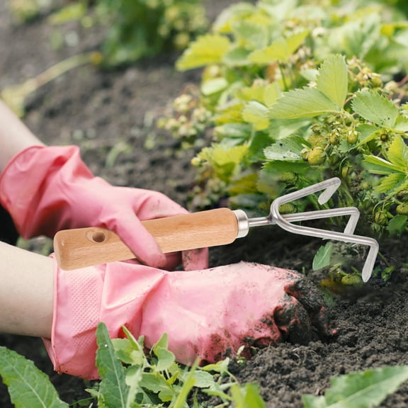 LOLIPPYY Durable Gardening Rake Tool 2pcs Prong Cultivator for Narrow Spaces Planting and Digging in Yards and Flowerbeds