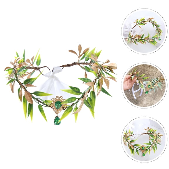 LOLIPPYY Green Leaf Headband for Women, Fairy Cosplay Accessory, Comfortable Plastic Headpiece for Costume