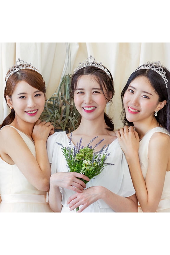 Durable Hard Alloy Silver Crown Headband with Shining Rhinestones for Wedding Accessories