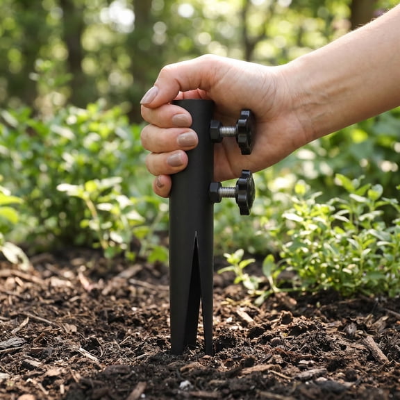 LOLIPPYY Durable Metal Flagpole Ground Insert for Yard and Cemetery Flag Holders in Black Matte