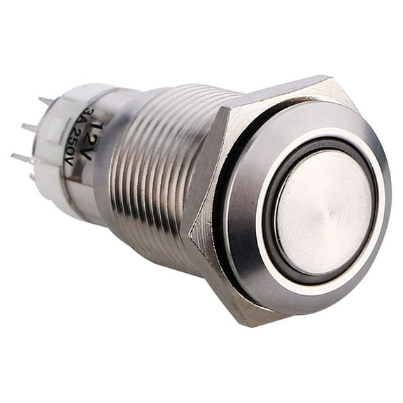 LOLIPPYY Durable Metal Push Button with White Ring LED for Automotive and Electronic Applications