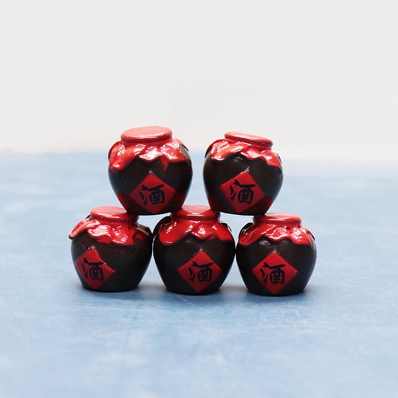 LOLIPPYY Durable Mini Wine Jar Resin Ornament for Decoration Safe Creative Design Red Color 8Pcs Set