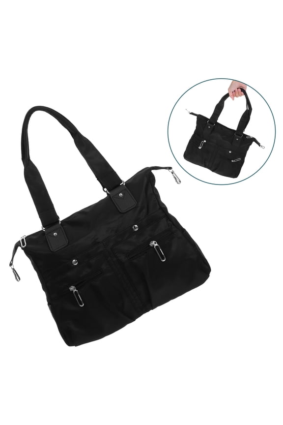Durable Nylon Polyester Tote Bag for Work with Large Capacity and Stylish Black Design