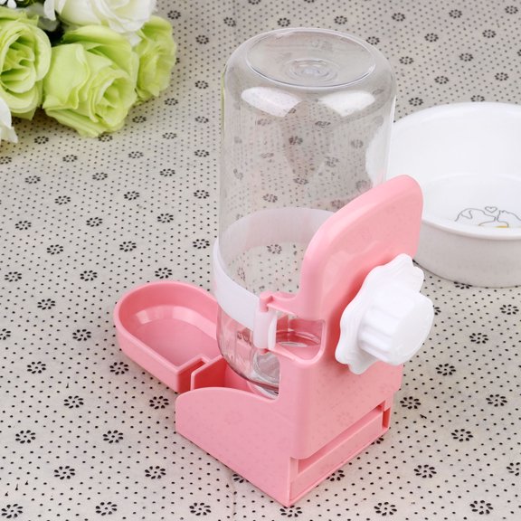 LOLIPPYY Durable Pink Plastic Pet Drinking Feeder with Screw Mount Leakproof Automatic Water Bottle