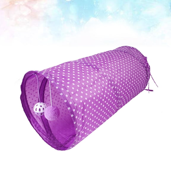 LOLIPPYY Durable Purple Cat Tunnel with Hanging Ball for Fun and Exercise, Foldable Design, Nylon and Rebar