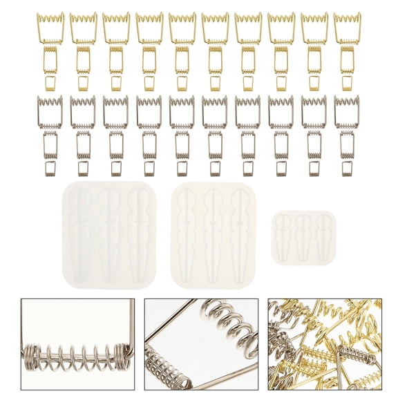 LOLIPPYY Durable Silicone Photo Clip Mold Set for DIY Crafts with 60 Assorted Color Springs