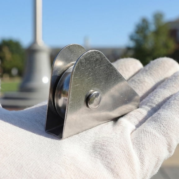 LOLIPPYY Stainless Steel Flagpole Pulley, Plated Silver, Heavy Duty, Ball Bearings, Outdoor Use