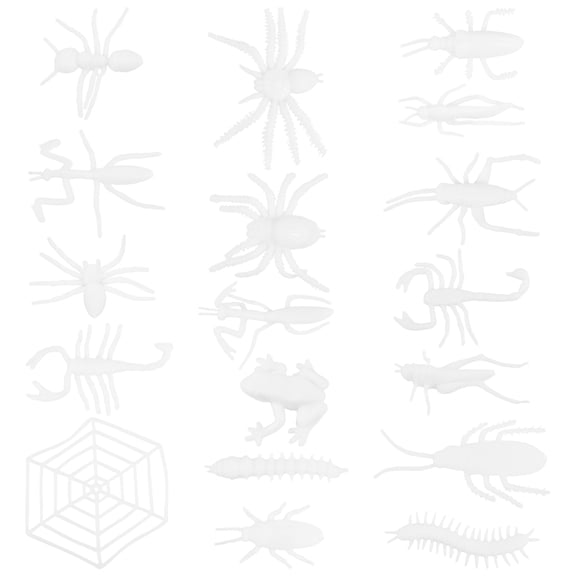 LOLIPPYY Durable White ABS DIY Painting Insect Figurines for Decoration Realistic Modeling 17pcs Set