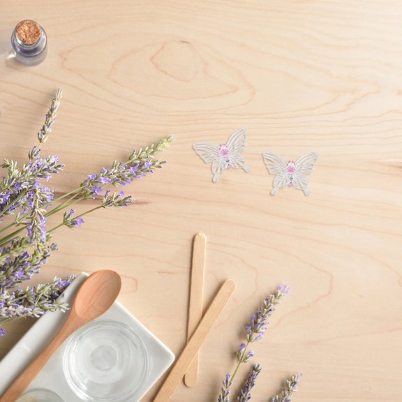 LOLIPPYY Durable White Alloy Butterfly Charms with Elements for DIY Jewelry and Decoration 2pcs 25×23mm