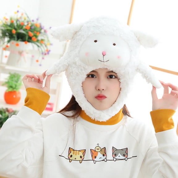 LOLIPPYY Durable White Plush Sheep Headdress Trendy Hat Soft Comfortable Photo Prop for Kids
