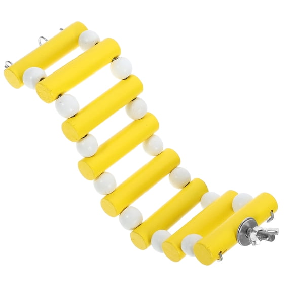 LOLIPPYY Sturdy Yellow Wooden Ladder Toy for Hamsters, Chinchillas, and Rats - 30 cm Climbing Activity Accessory