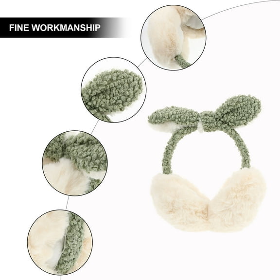 LOLIPPYY Women's Beige Plush Earmuffs Headband Soft Winter Ear Warmers for Cold Weather Outdoor Use