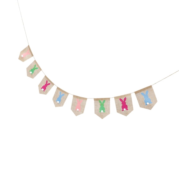 LOLIPPYY Easter Burlap Bunting Banner in Assorted Colors with Finished Edges for Spring and Door Decorations