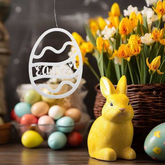 LOLIPPYY Easter Party Decor White LED Egg Neon Sign with Suction Cups for Easy Hanging