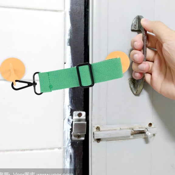 LOLIPPYY Easy Install Adjustable Green Pet Door Strap and Latch Punch Free Door Stopper for Pets