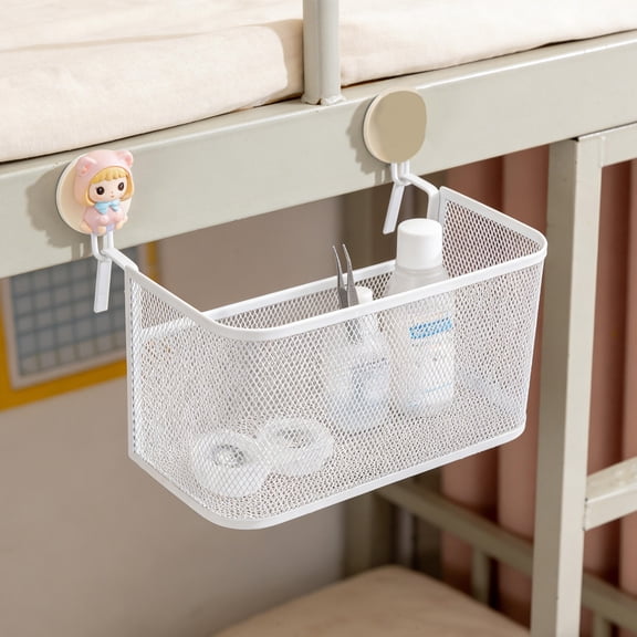 LOLIPPYY White Hanging Bedside Shelf with Metal Frame for Phone Books and Essentials