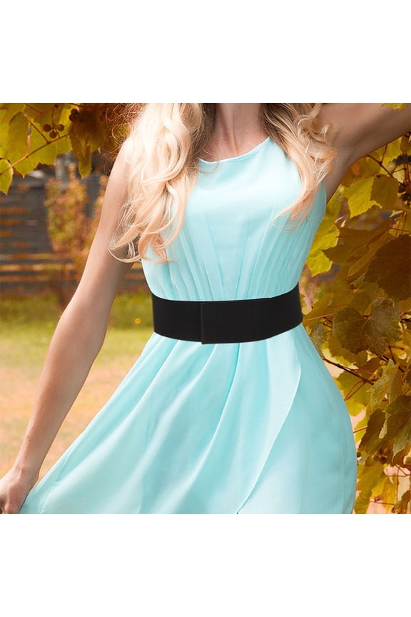 Elastic Belt for Tucking Shirt Waist Belt Adjustable Black 1Pack Women
