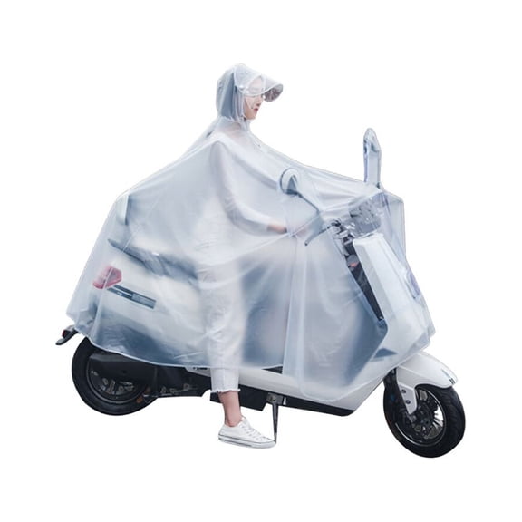 LOLIPPYY Adult PVC Raincoat One-Piece for Outdoor Riding, Electrombile Rain Gear for Men and Women, White Pattern XXXXL