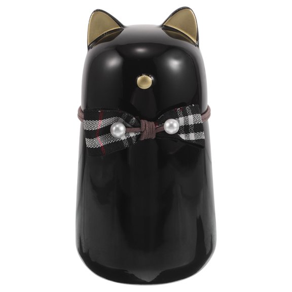 LOLIPPYY Elegant Black Ceramic Cat Ashes Keepsake Urn Box for Memorial and Home Display