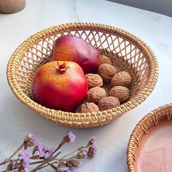 LOLIPPYY Elegant Bread Basket for Table Khaki Rattan 1Pcs