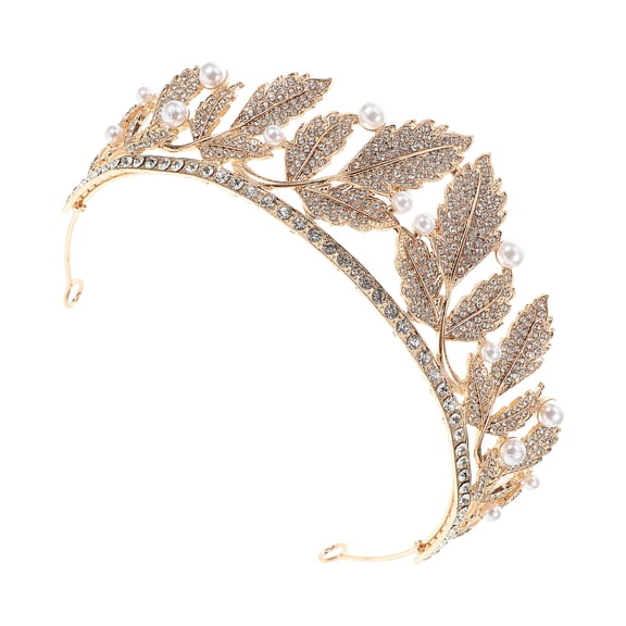LOLIPPYY Elegant Bridal Rhinestone Headpiece for Weddings Parties and Formal Events Golden Leaf Style