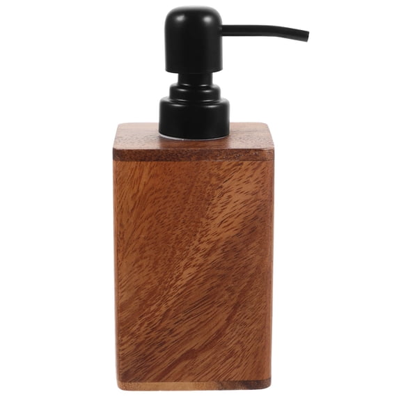 LOLIPPYY Elegant Chocolate Walnut Wood and Stainless Steel Refillable Pump Lotion Bottle for Storage 10 oz