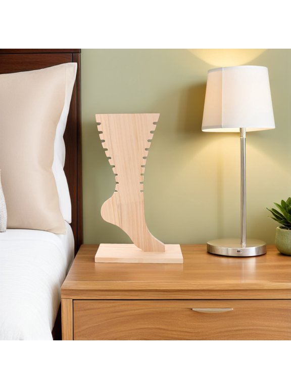 Elegant Foot Shaped Wooden Jewelry Holder for Tabletop Anklet and Bracelet Showcase