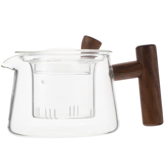 LOLIPPYY Elegant Glass Tea Pot Household Brewing Round Transparent 1Pack for Office Use