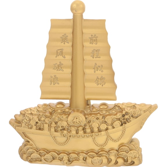 LOLIPPYY Elegant Gold Sailboat Model Alloy Nautical Ornament for Desk and Shelf Display