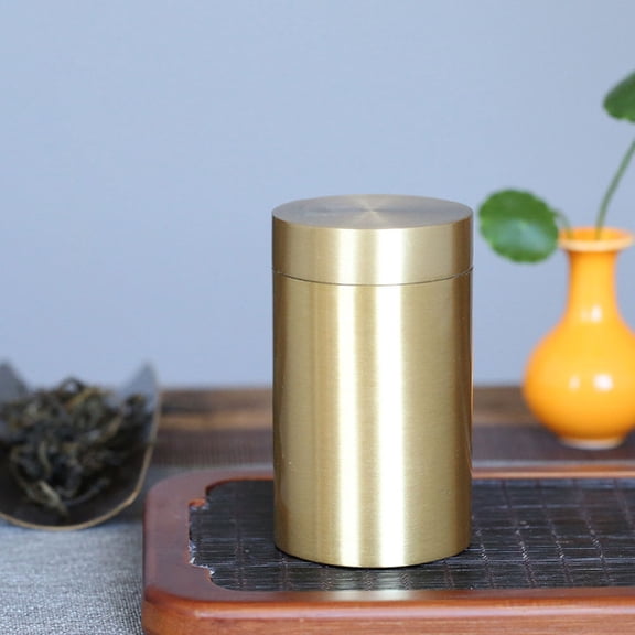 LOLIPPYY Elegant Golden Copper Tea Canister with Airtight Seal for Storing Tea Leaves Candies and More