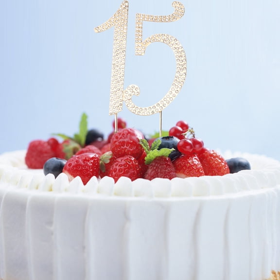 LOLIPPYY Elegant Golden Number Cake Topper with Rhinestones Durable Alloy Birthday Decoration