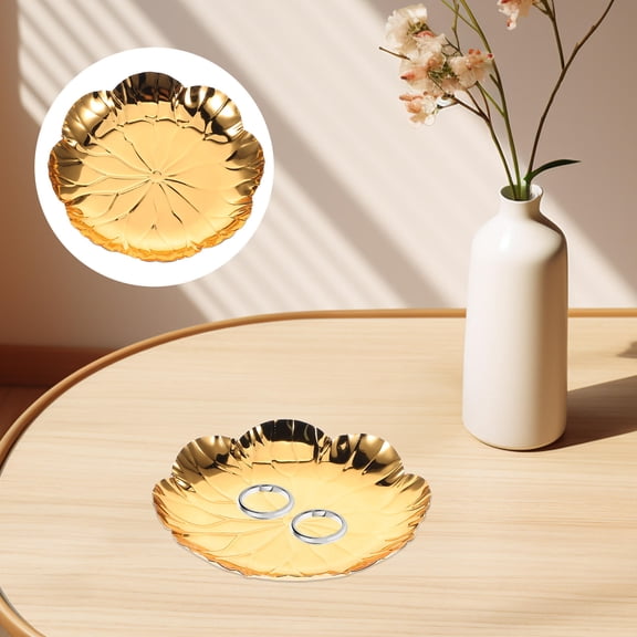 LOLIPPYY Elegant Golden Serving Tray for Party Use Decorative Cake and Snack Plate Iron Material 9.8 Inches