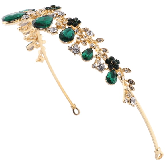 LOLIPPYY Elegant Green Rhinestone Wedding Crown Lightweight Bridal Hair Jewelry for Decoration