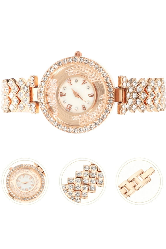 Elegant Rhinestone Lady Watch in Rose Plated with Scratch Resistant Quartz Movement