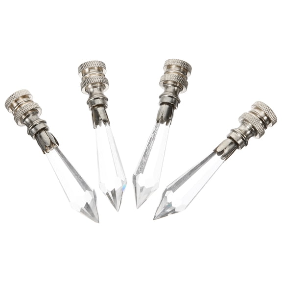 LOLIPPYY Elegant Silver Brass and Glass Decorative Lamp Finials for Table and Floor Lamps Set of 4