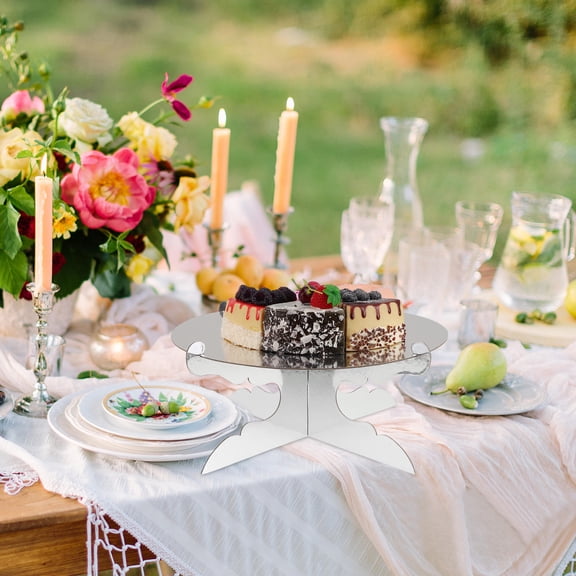 LOLIPPYY Elegant Silver Cake Display Stand for Weddings and Parties Easy Assembly Sturdy Paper Construction 12 Inch