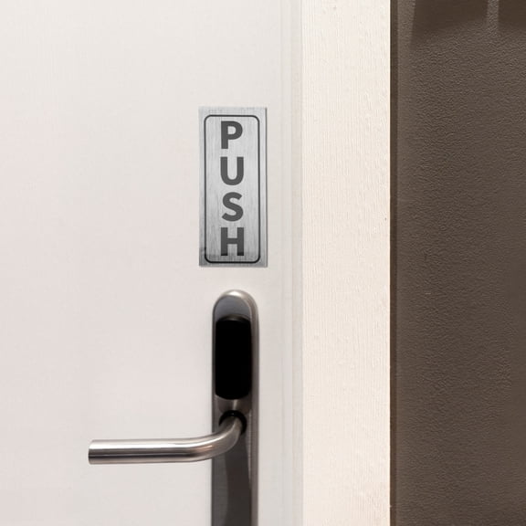 LOLIPPYY Elegant Silver Push Pull Door Sign Stickers for Easy Use on Offices Schools Restaurants PVC 2pcs