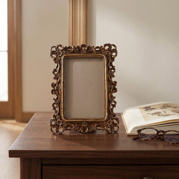 LOLIPPYY Golden Resin Embossed Frame Classic Vintage Scroll Carved for Home