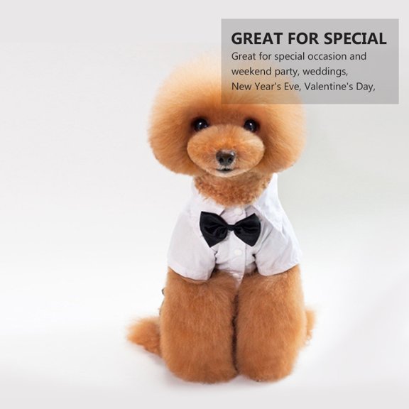LOLIPPYY Elegant White Pet Wedding Suit Stylish Dog Formal Wear with Bow Tie for Weekend Celebrations