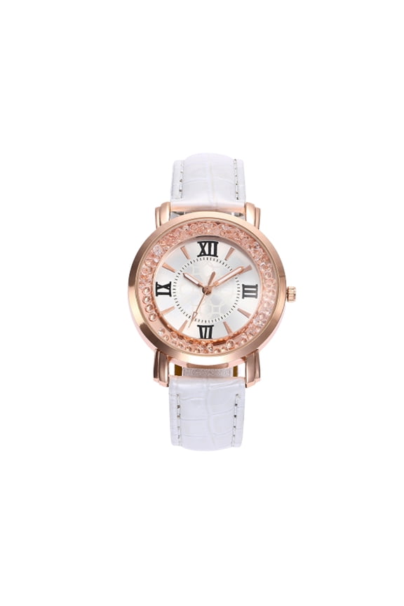 Elegant White Rhinestone Women's Watch Stainless Steel and Alloy Quartz Wrist Decoration for Any Occasion